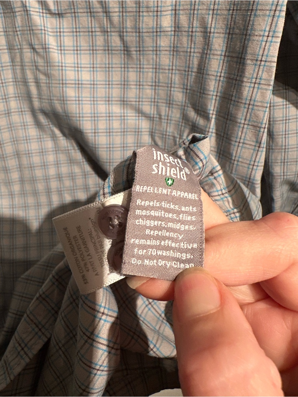Toad&Co Insect Shield Gray Mini Check Pattern Button Down Shirt - Picture 3 of 5